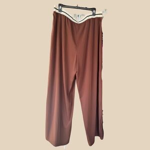 STYLUS Brown Pants with Cream Waistband - XL